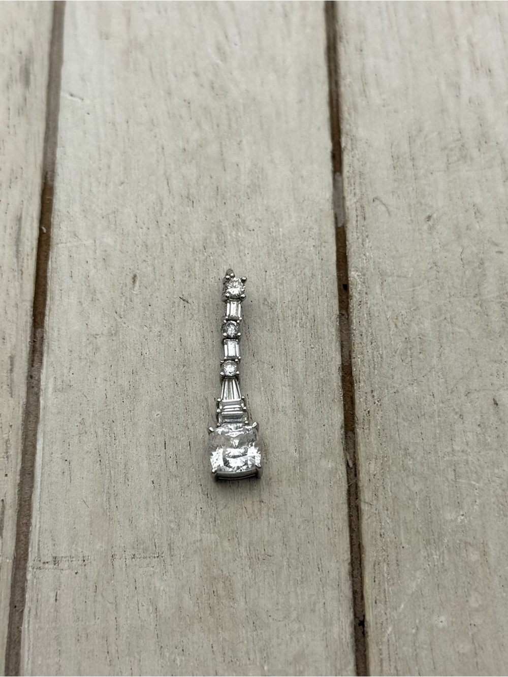 Stauer Silver Cubic Zirconia Linear Drop Pendant